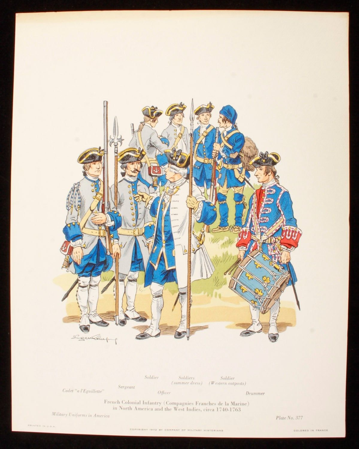 French Colonial Infantry 1740-1763 Illustration 11x14
