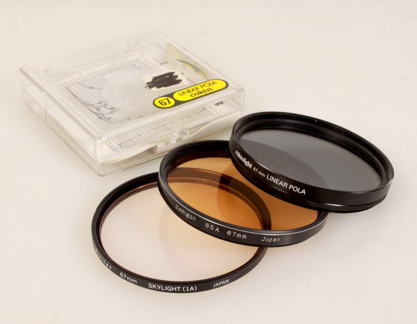 Lot of 3 67MM Filters Linear Polarizer SkyLight 1A 85A