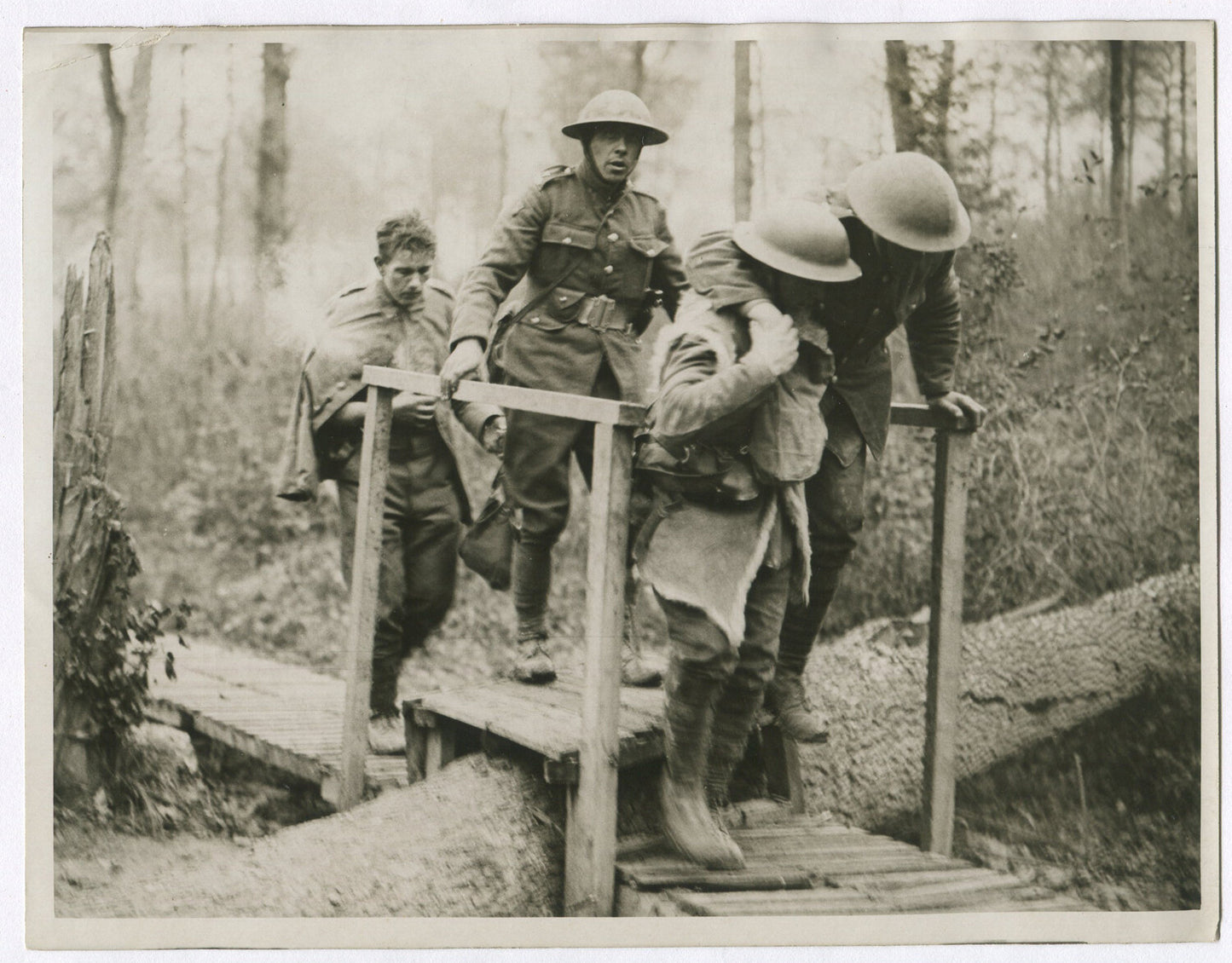 Vintage WWI Photo Print 8x10 - Evacuating Walking Wounded British Troops, Western Front, Archival