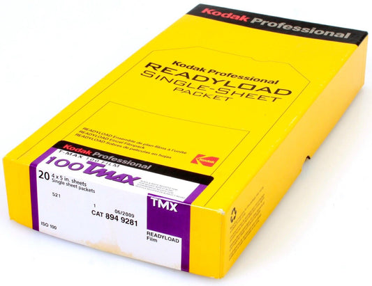 Kodak TMax 100 Readyload 4x5 B&W Film Open Box 8 Sheets Exp 06/2009