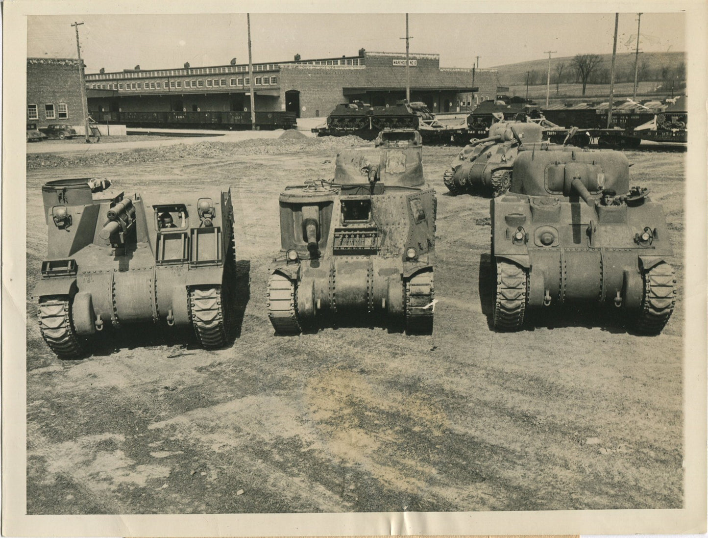 THREE ARMORED U.S. UNITS, M7, M3 AND M4. WWII. (8X10 REPRINT)
