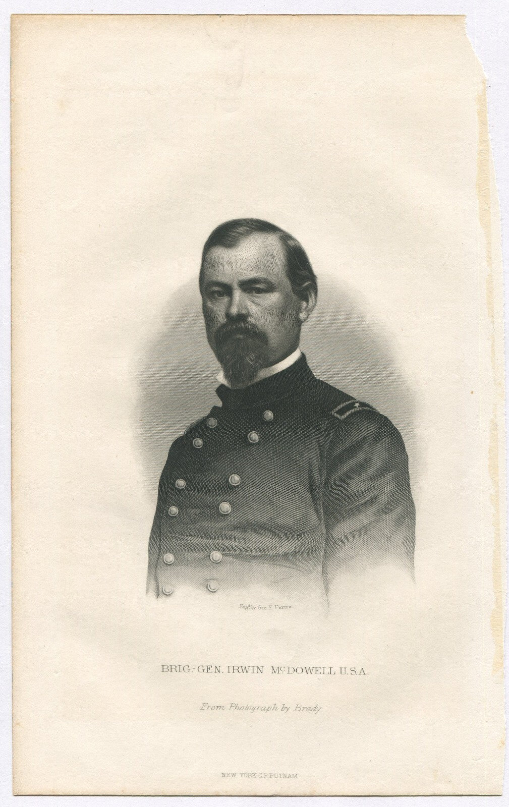 BRIG.GEN. IRWIN McDOWELL, USA. LITHOGRAPH 9.5X6 INCHES.