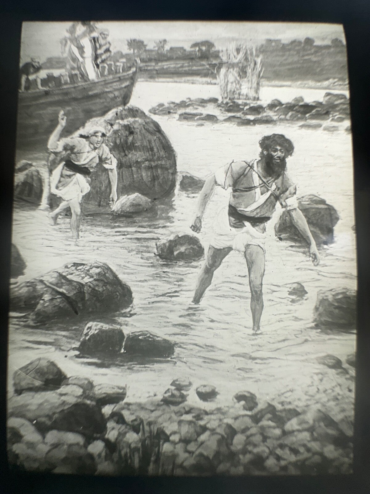 Vintage Lantern Slide Jesus Calling Saint James & Saint John by James Tissot – Biblical Scene, Christian Art Photo