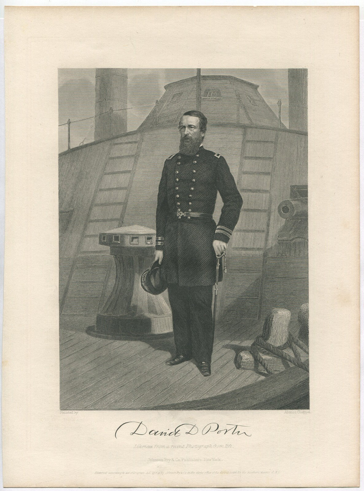 ADMIRAL DAVID PORTER, USN,USA. LITHOGRAPH 10.75X8 INCHES.