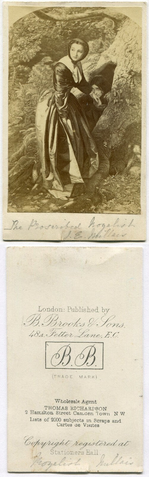 COUPLE HAVING CLANDESTINE MEETING AT CAVE OPENING. ARTWORK, CDV.