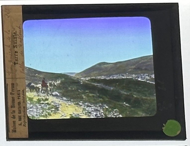 VINTAGE LANTERN SLIDE "Terre Sainte" 3.25X4IN