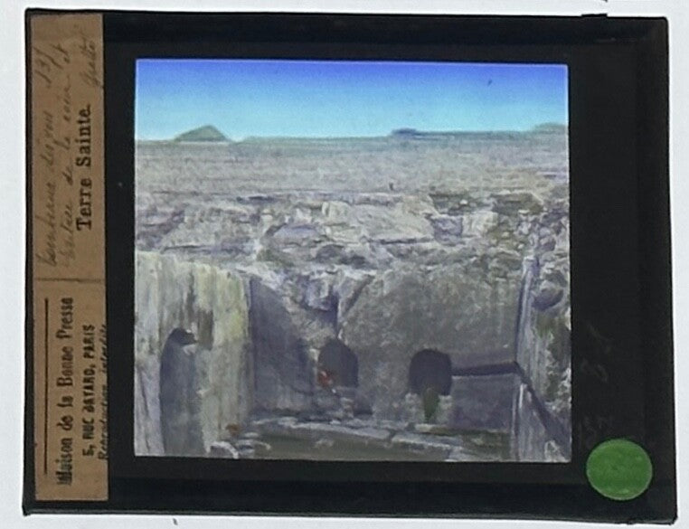 VINTAGE LANTERN SLIDE "Terre Sainte" 3.25X4IN