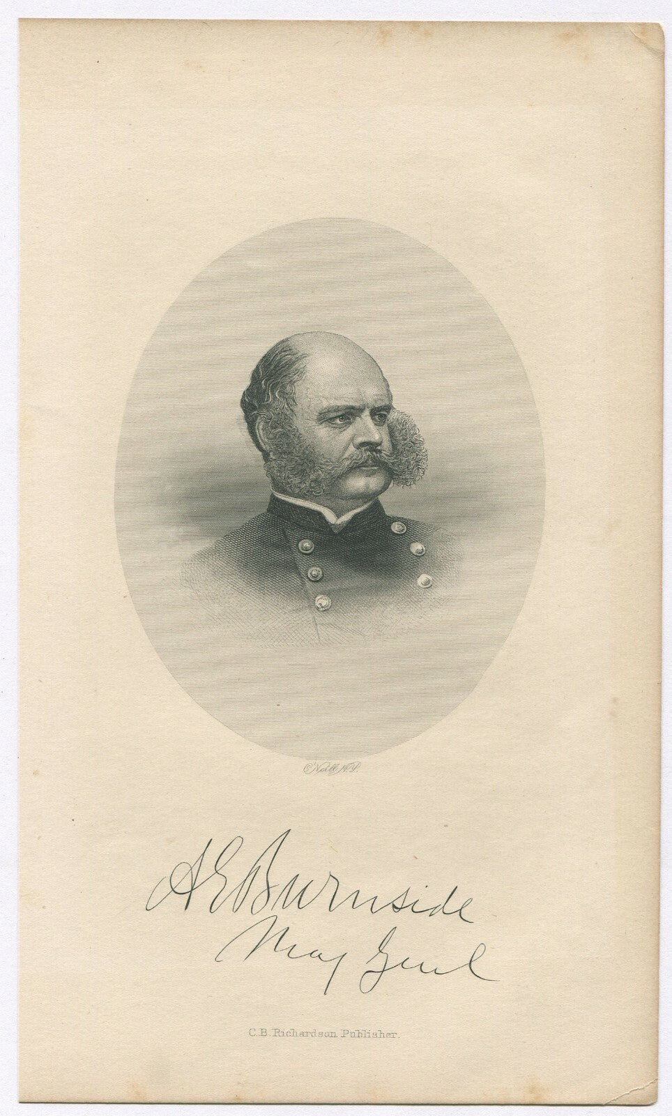 GEN.AMBROSE BURNSIDE,USA. LITHOGRAPH 9.X5.5 INCHES.
