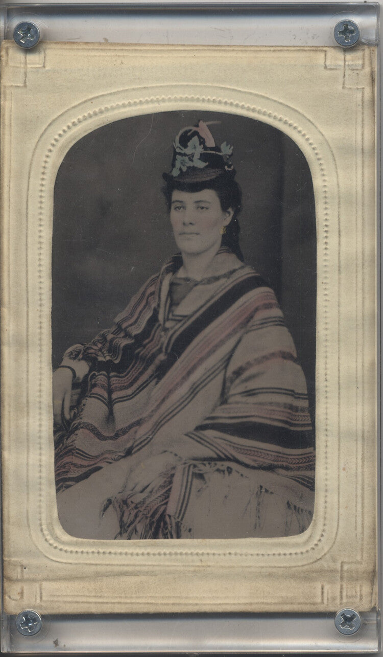 STUNNING HANDCOLORED PORTRAIT OF BEAUTIFUL WOMAN IN LARGE HAT