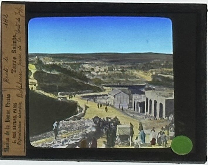 VINTAGE LANTERN SLIDE Port of Jaffa 3.25X4IN HAND TINTED