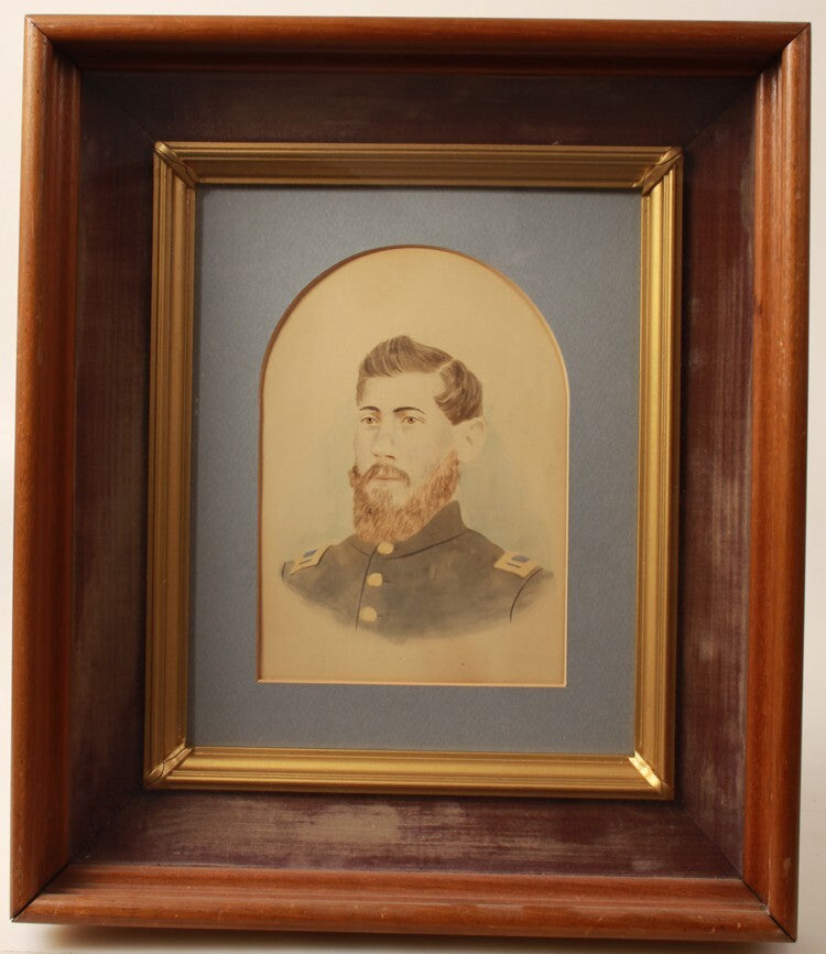 TINTED SALT PHOTO PORTRAIT OF CIVIL WAR SOLDIER IN SHADOW BOX FRAME