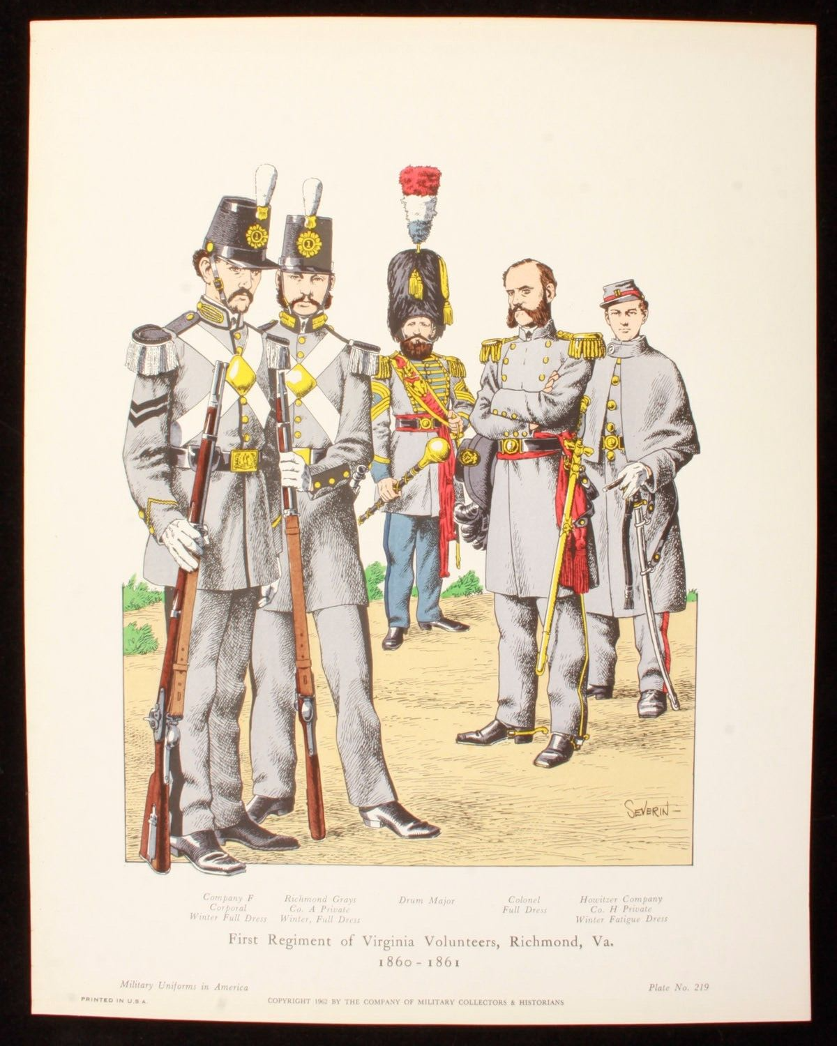 First Regiment of Virginia Volunteers Richmond Va 1860-1861 Illustration 11x14