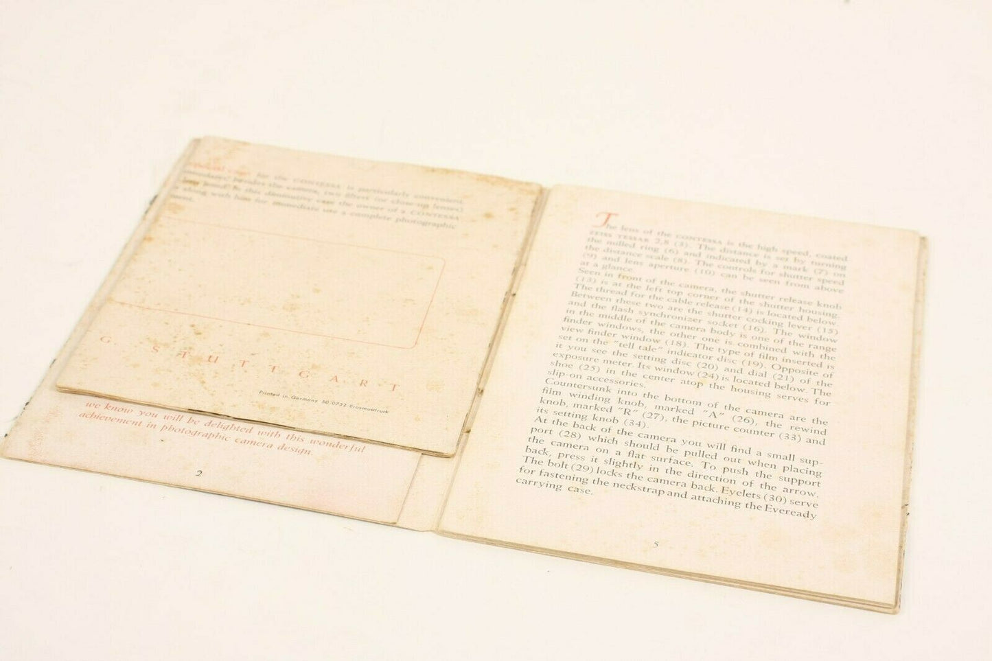 Zeiss Ikon Contessa Original Instruction Manual