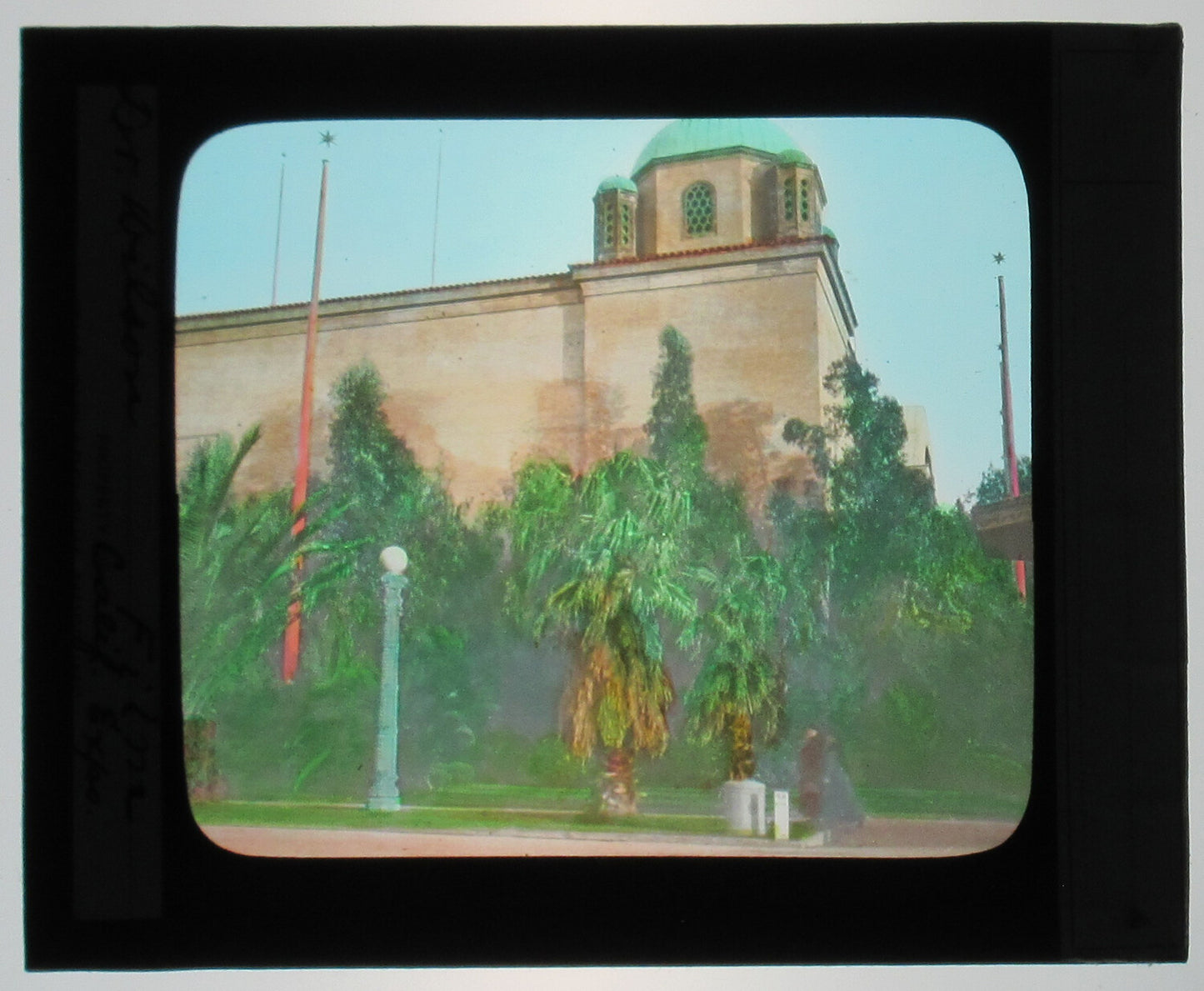 UNIQUE ARCHITECTURE.TINTED PHOTO ON GLASS. HAND COLORED PHOTO ON GLASS.