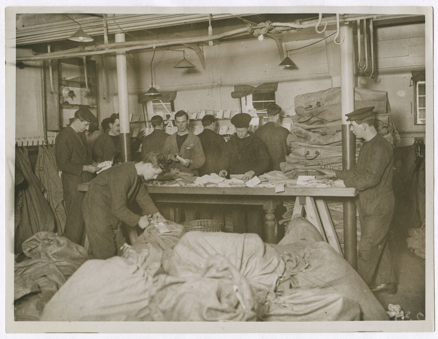 Vintage WWI British Navy Sorting Mail 8x10 Photo Print - Archival Reproduction, Military History Wall Art