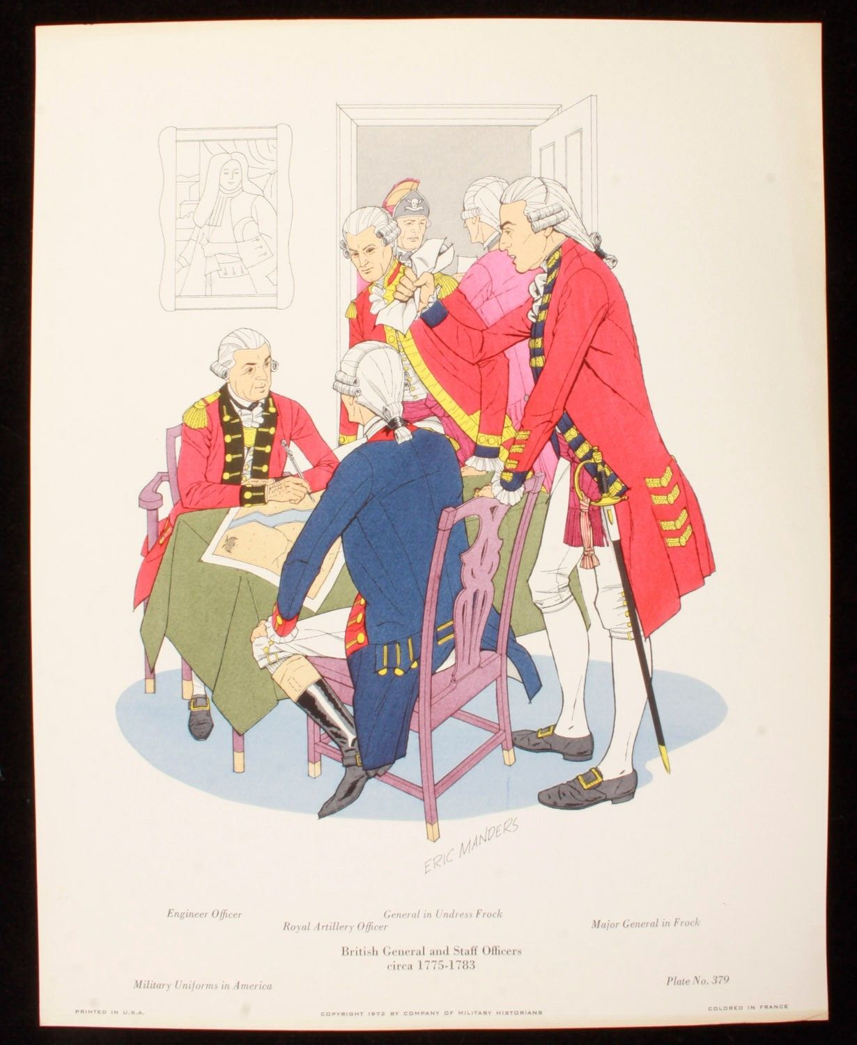 British General and Staff Officers 1775-1783 Illustration 11x14