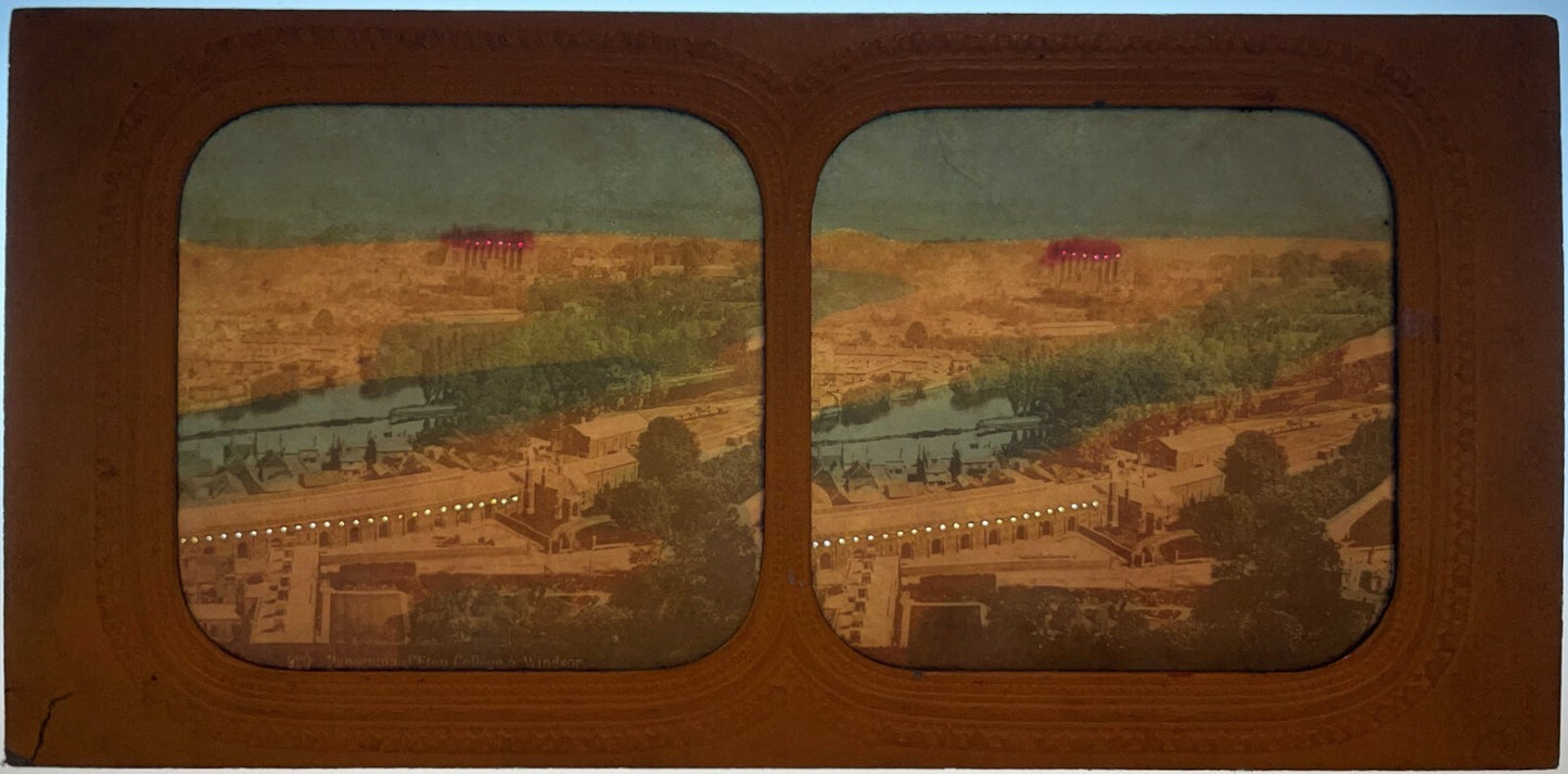 TISSUE STEREOVIEW OF ETON COLLEGE FROM ABOVE - WINDSOR, ENGLAND