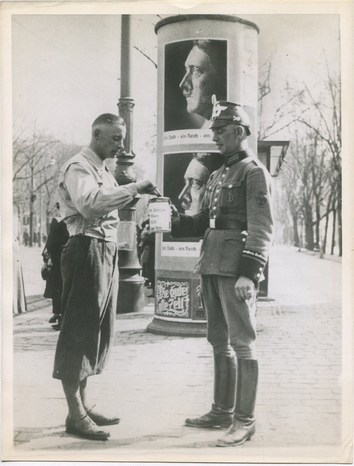 Historic WWII Nazi Soldier Collecting for Winter Relief in Austria - 8x10 Vintage Photo Reprint