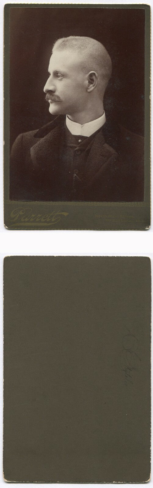HANDSOME MAN W/MUSTACHE IN PROFILE. UNIQUE POSE. CABINET CARD.