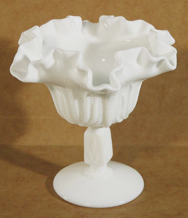 Vintage Milk Glass Candy Bowl - No Cracks or Chips, 5.5in Tall, 2.5in Deep, Tiny Yellow Interior