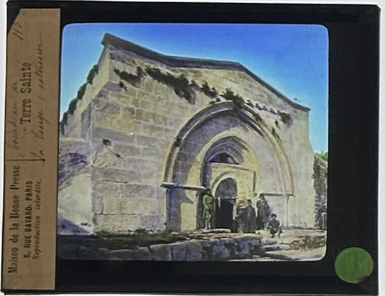 VINTAGE LANTERN SLIDE The Tomb Of Virgin Mary & Cave Of The Agony 3.25X4IN