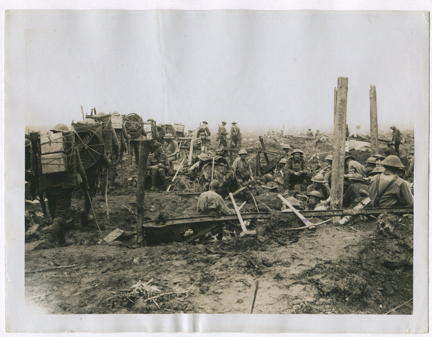 Vintage WWI Battle of Flanders Photo 8x10 Print - Belgian Frontline Soldiers,