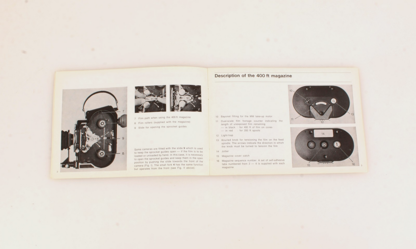 Original Bolex Manual H16 & H8 with 400ft Magazine instalation