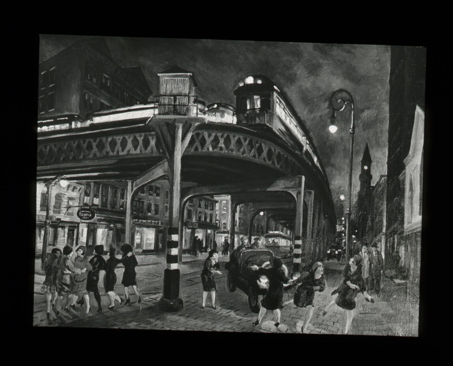 Vintage Lantern Slide Sixth Ave at Third Street Sloan 3.25x4in