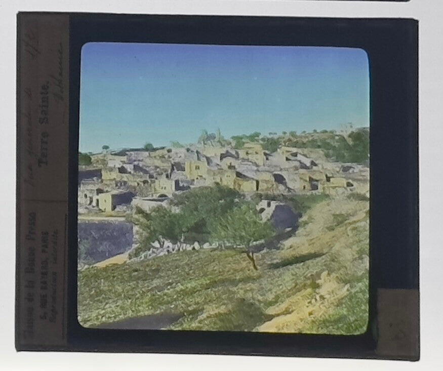 VINTAGE LANTERN SLIDE "Terre Sainte" 3.25X4IN