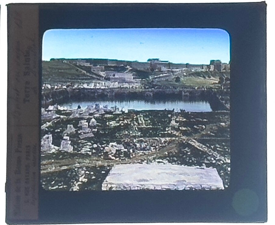 VINTAGE LANTERN SLIDE "Terre Sainte" 3.25X4IN