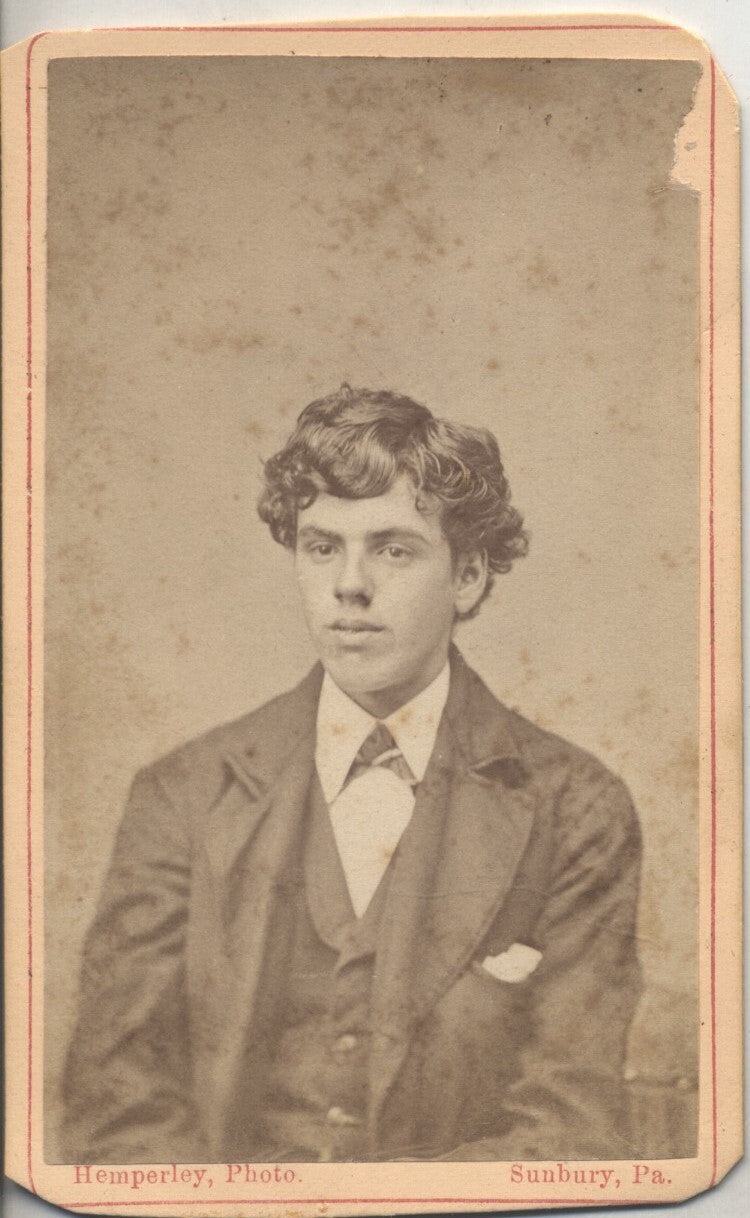 CDV OF YOUNG MAN W/ VERY MODERN HAIR STYLE - SUNBURY, PA