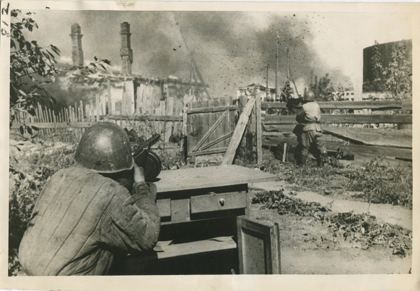 Vintage Stalingrad Street Fighting 8x10 WWII Photo Print - Soviet Union vs Nazi Germany, Black & White Historical Photo