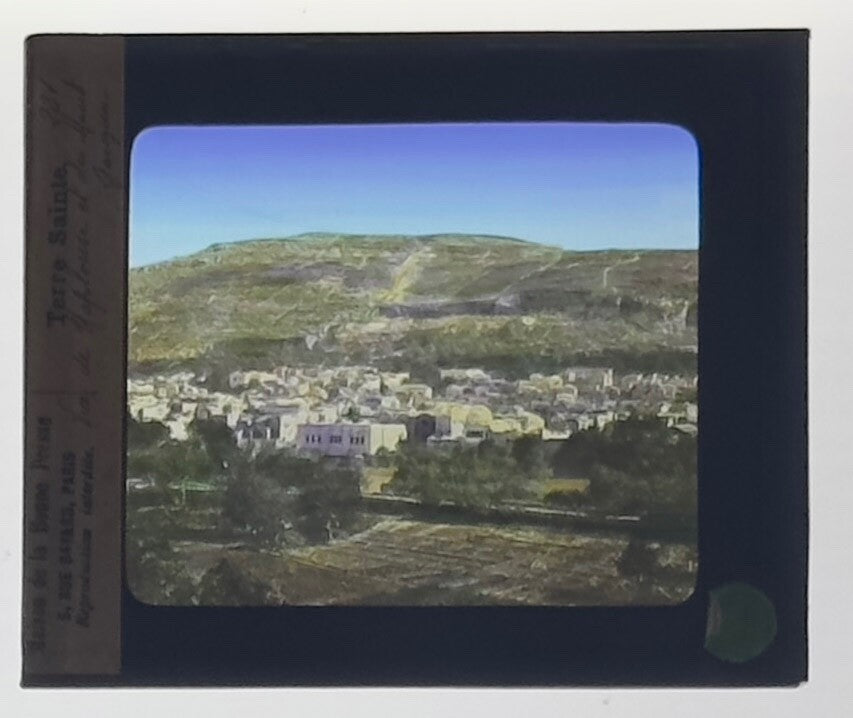 VINTAGE LANTERN SLIDE "Terre Sainte" 3.25X4IN