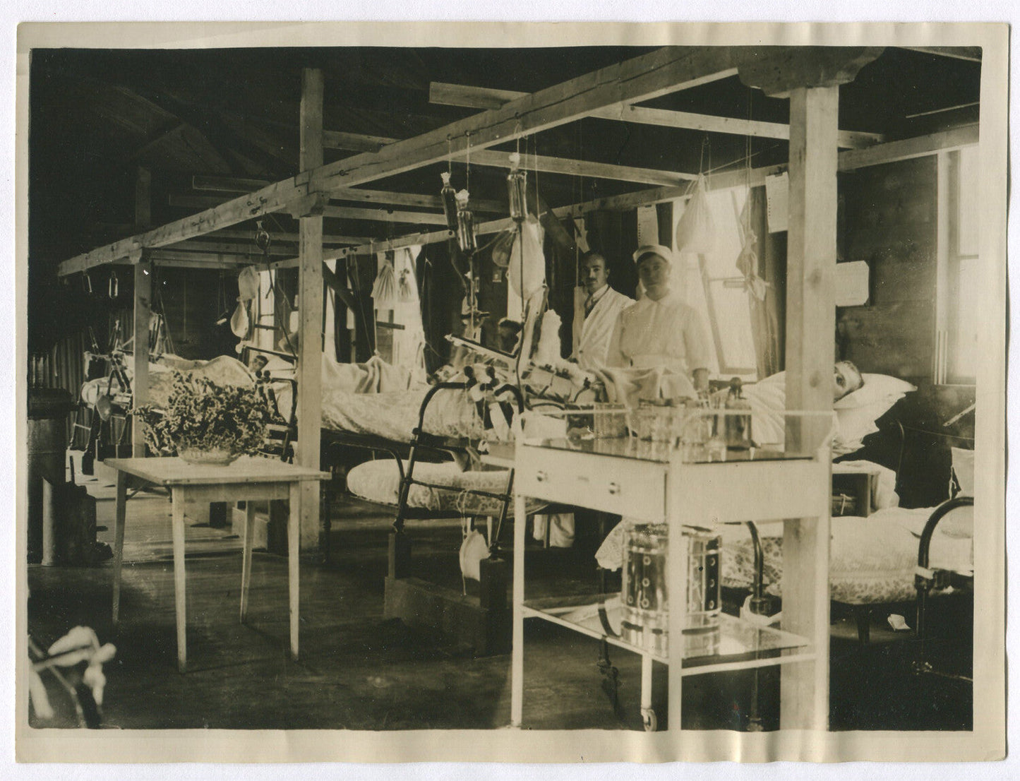 Vintage WWI British Base Hospital Photo of Wounded Troops on the Western Front,