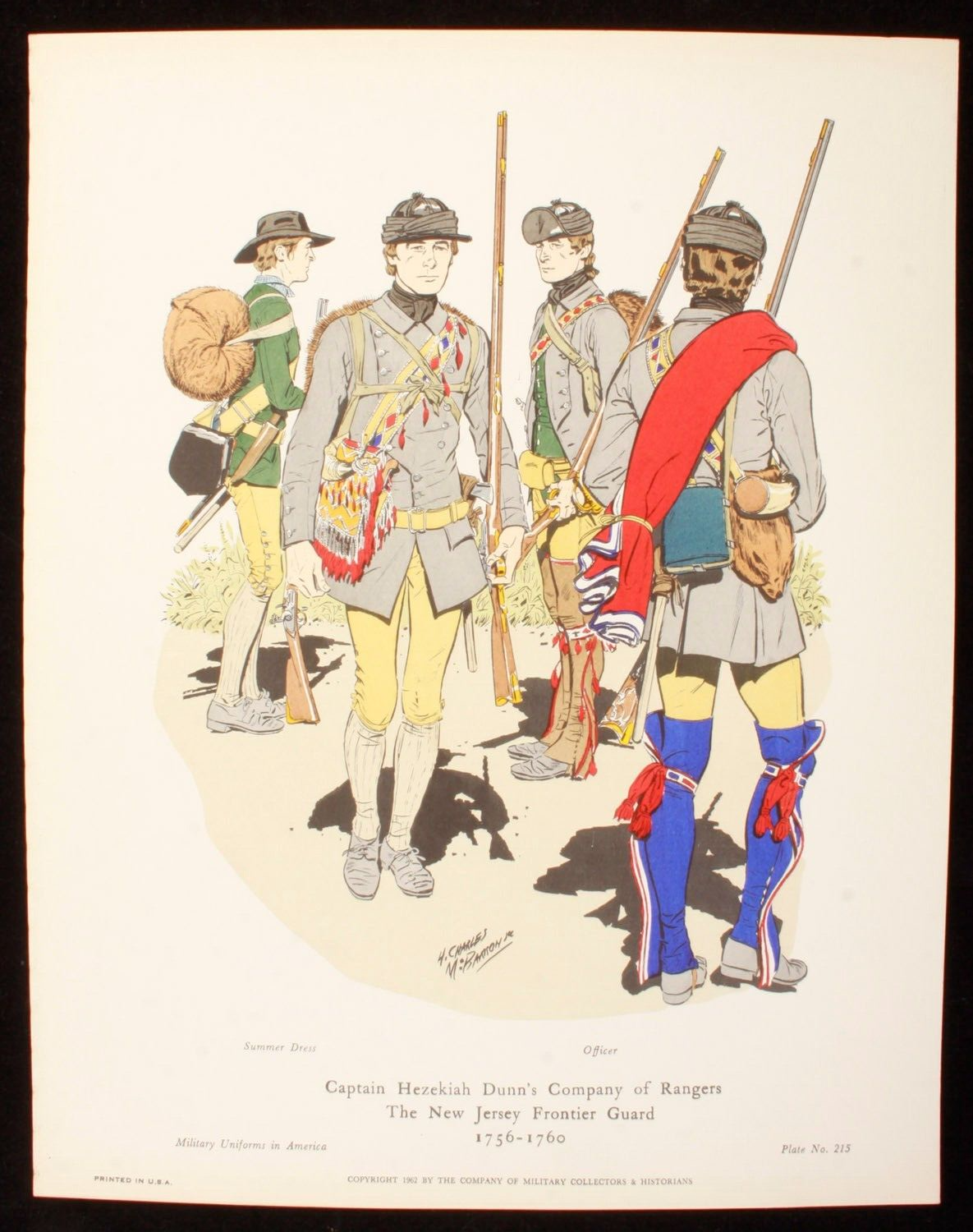 Cptn Hezekiah Dunns Co of Rangers NJ Froniter Guard 1756-60 Illustration 11x14