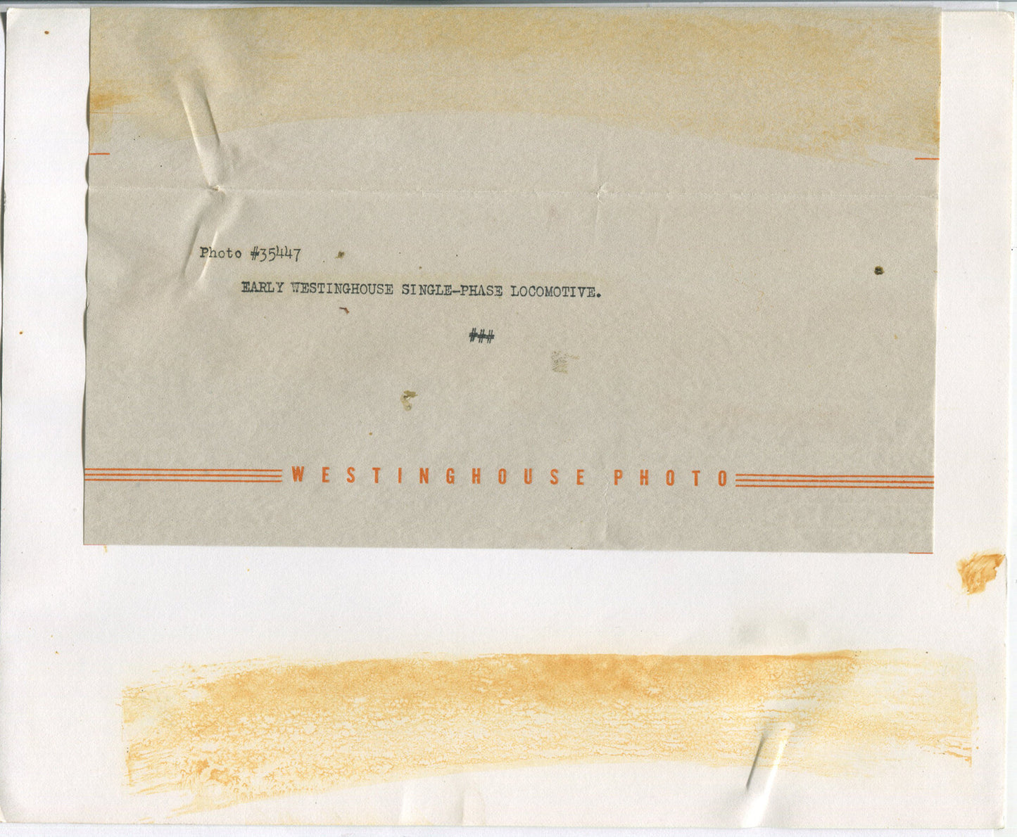 WESTINGHOUSE EARLY ELECTRIC LOCOMOTIVE. BLACK AND WHITE SILVER PRINT 8 X 10.