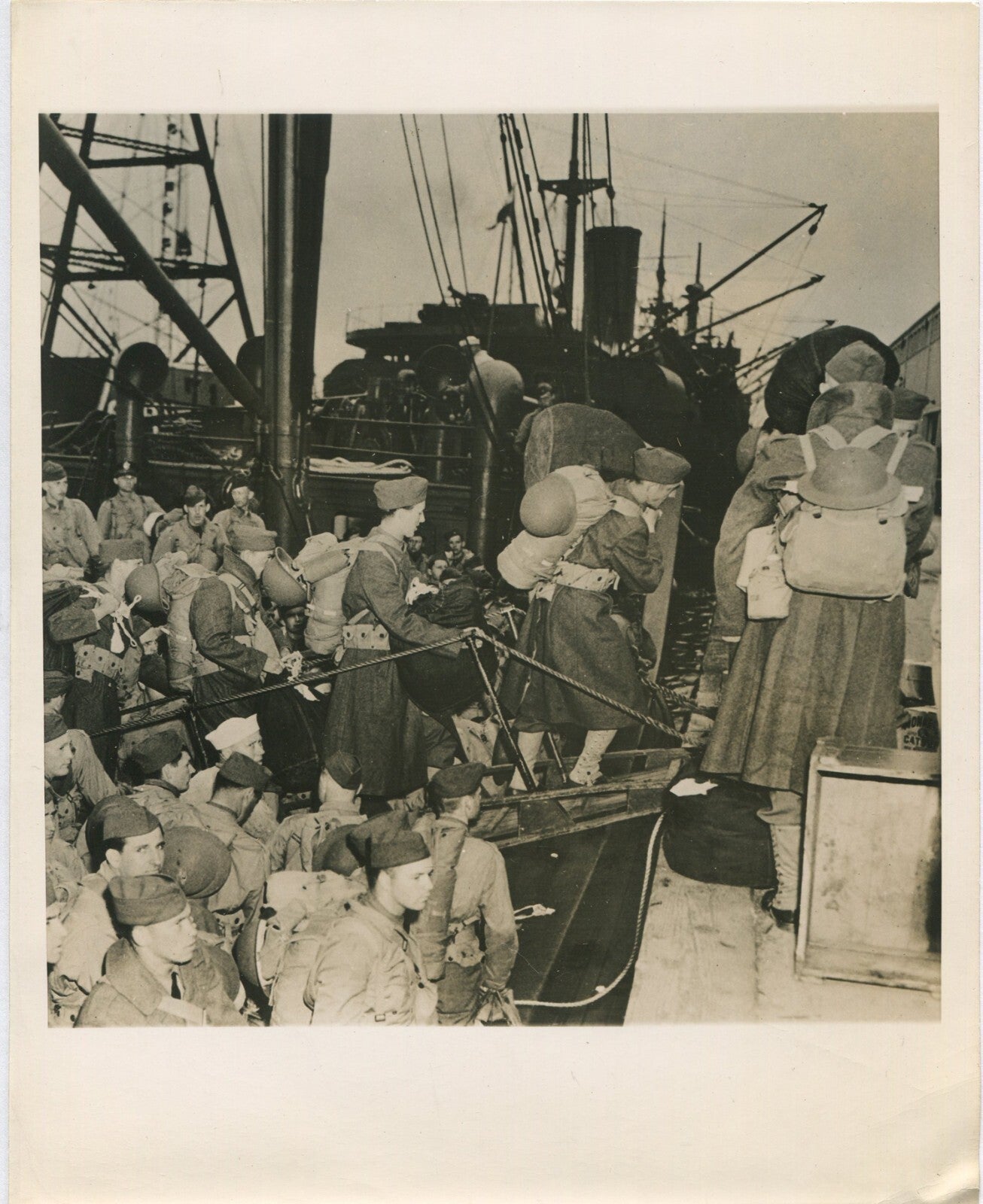Vintage WWII 8x10 Photo Print: British Landing of American Troops - Wartime