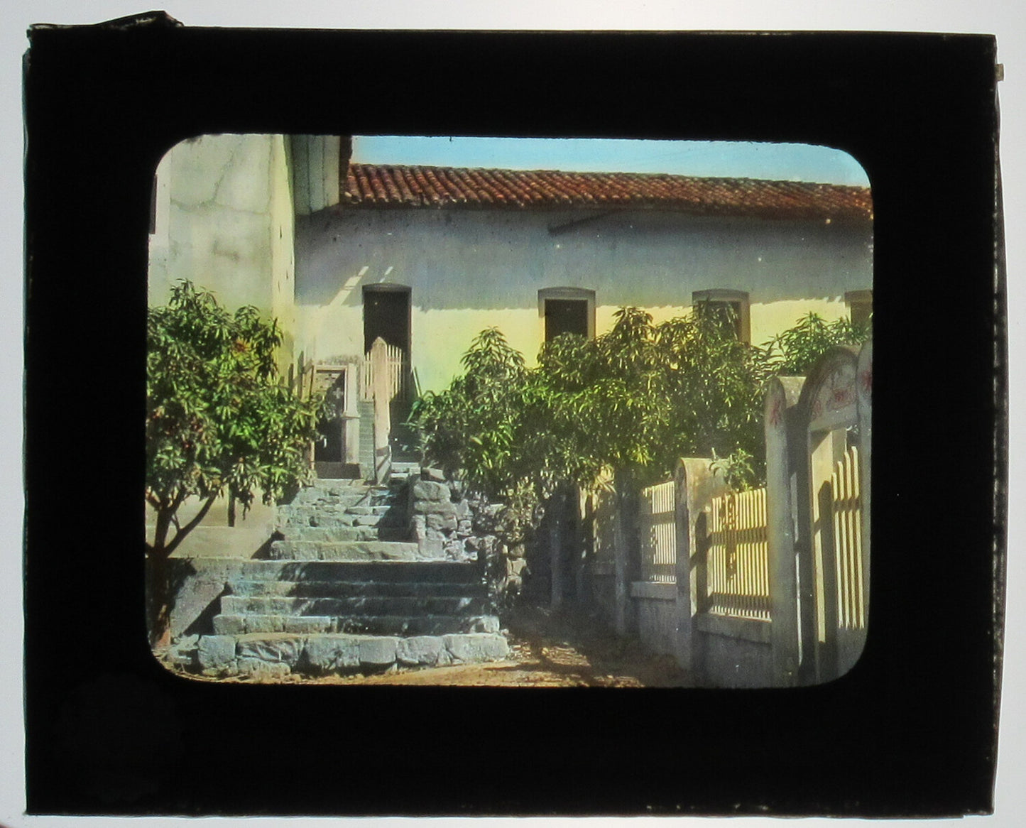 COFFEE GROWERS HOUSE, CAMPINAS, BRAZIL.TINTED PHOTO ON GLASS.