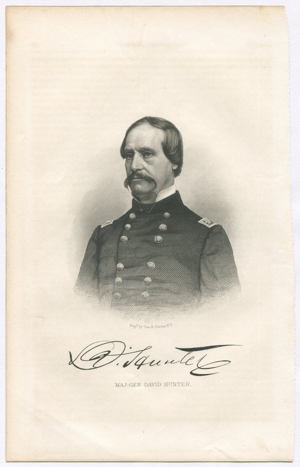 MAJ.GEN. DAVID HUNTER, USA. LITHOGRAPH 9.5X6 INCHES.