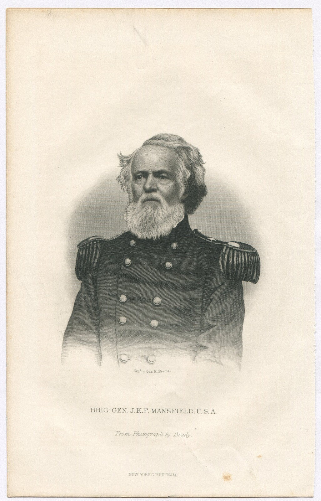 BRIG.GEN.J.K.F. MANSFIELD,USA. LITHOGRAPH 9.5X6 INCHES.