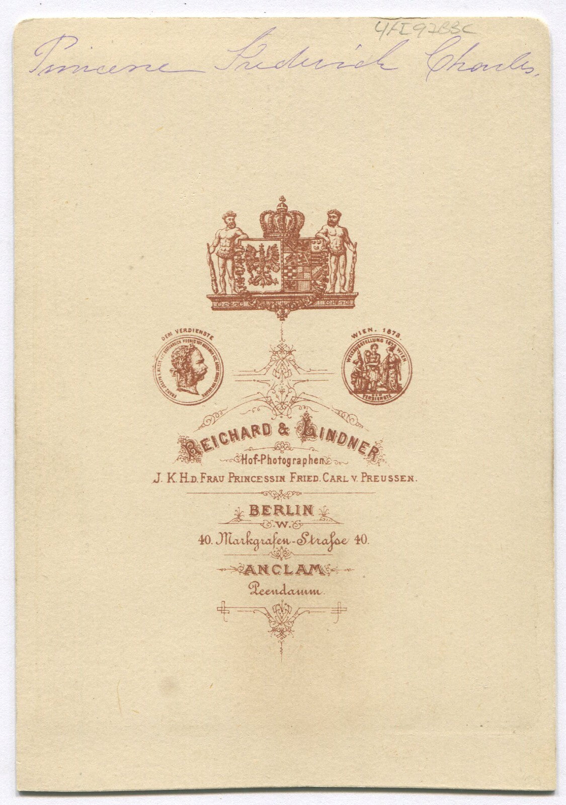 GERMAN ROYAL. WOMAN IN CROWN AND TRIMMED VELVET DRESS. CABINET CARD. BERLIN.
