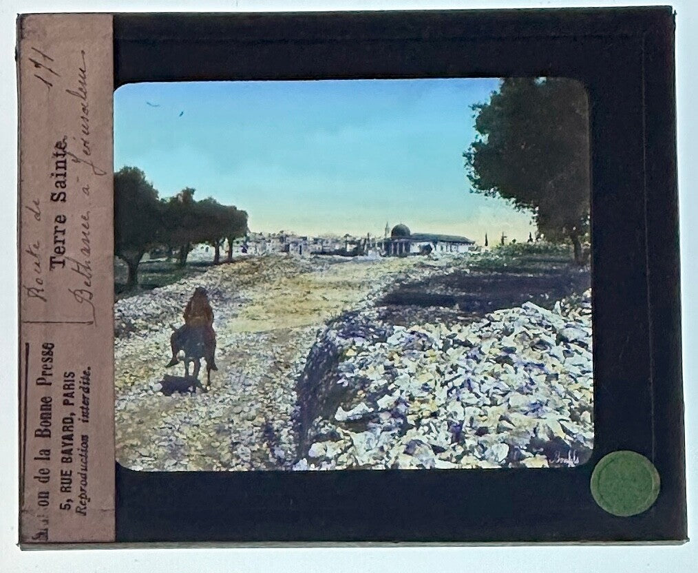 VINTAGE LANTERN SLIDE "Terre Sainte" 3.25X4IN