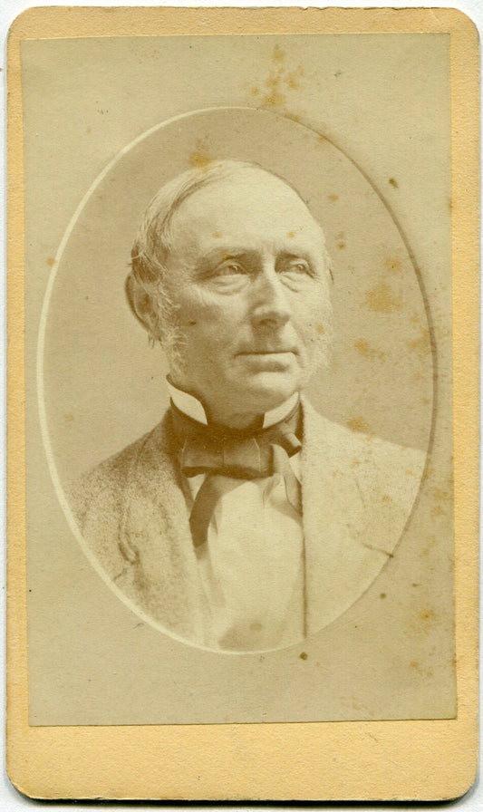 Vintage CDV Photo Man with Bags Under Eyes Big Bow Tie Salem MA