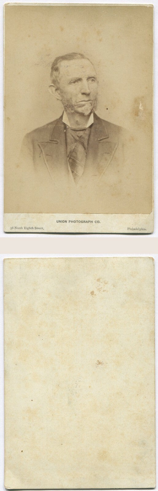 Vintage cabinet card photo by Union Photograph Co., Philadelphia - Shaggy Looking Man, authentic original
