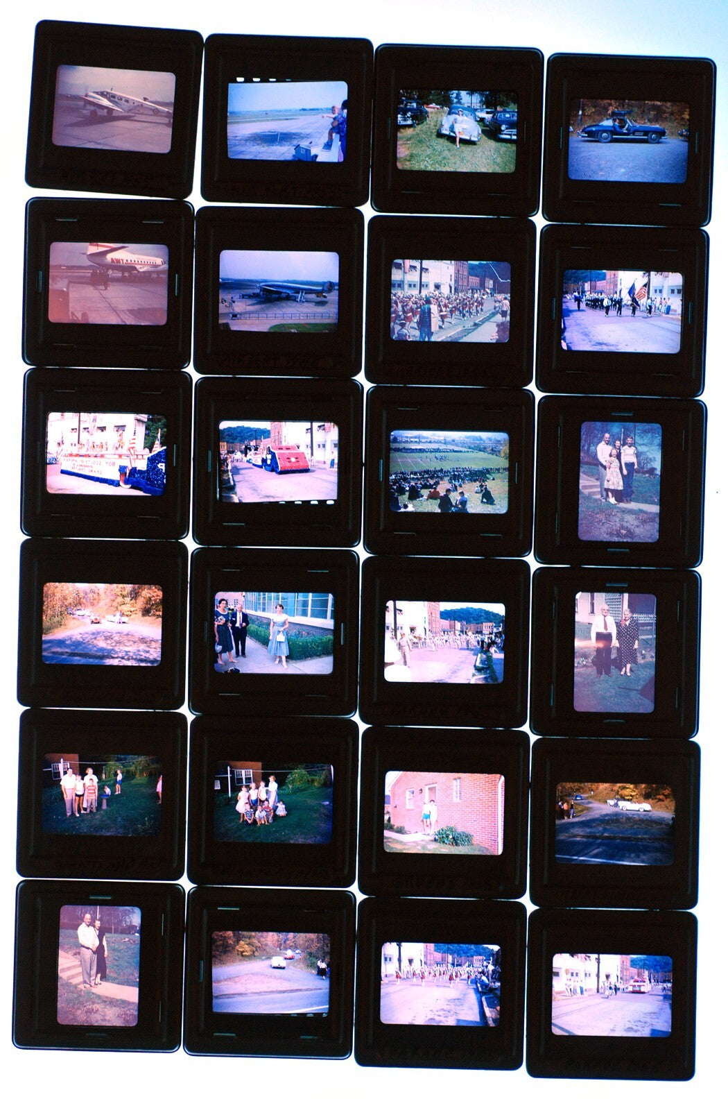 AIRPLANES, AMBRIDGE, PA. 1950s. KODACHROME TRANSPARENCY, 30 SET.