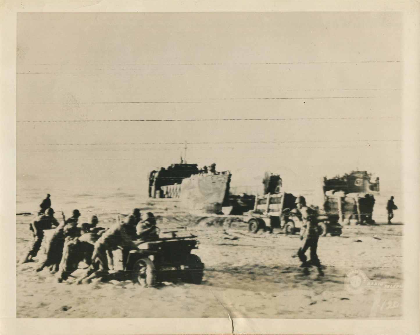 U.S. TROOPS, LANDING OPERATION. SICILY, ITALY. WWII. (8X10 REPRINT)