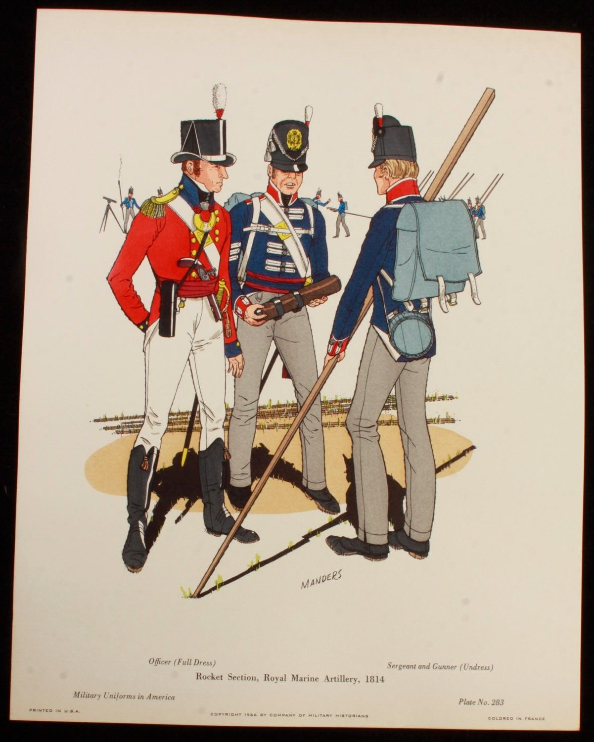 Rocket Section Royal Marine Artillery 1814 Illustration 11x14