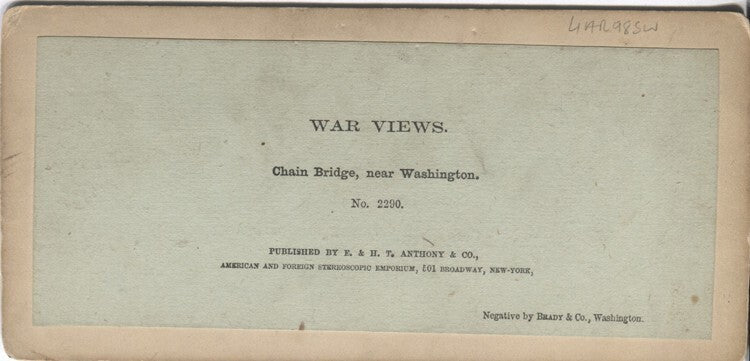 Vintage Civil War era stereoview: Young man watching Chain Bridge photo