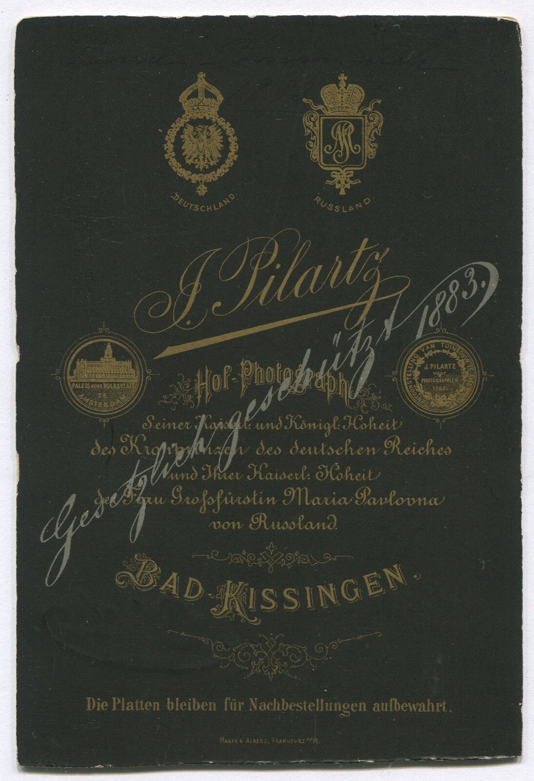 Vintage Cabinet Card Photo: Seated older man with mustache, ID on card back, Germany portrait