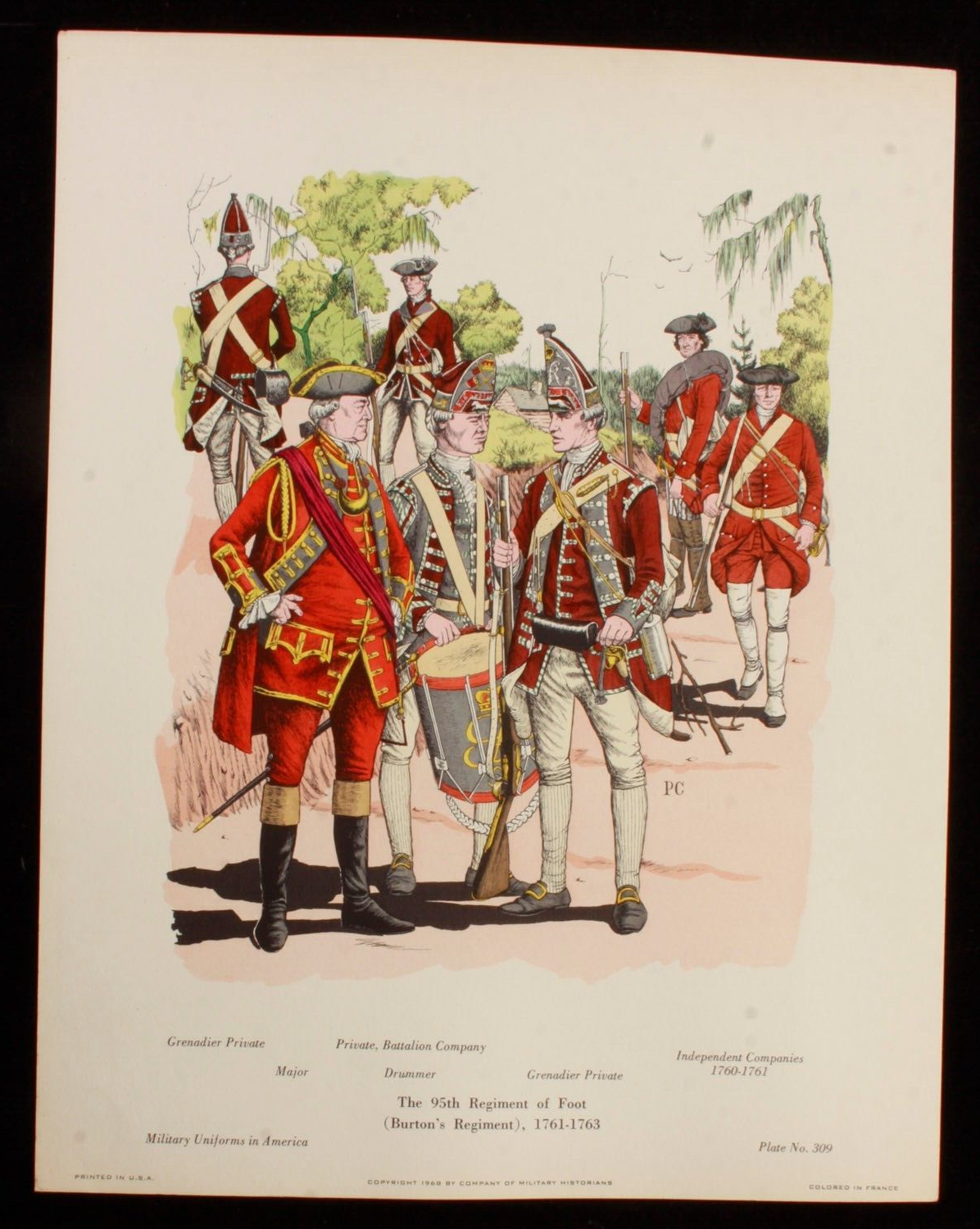 The 95th Regiment of Foot (Burtons Regiment) 1761-1763 Illustration 11x14
